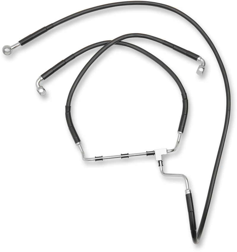 DRAG SPECIALTIES Extended Length Black Vinyl Brake Line Kit - Front - +6" - FLH '14-'19