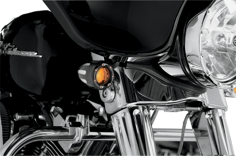 ARLEN NESS Front Turn Signals - LED - Deep Cut - Black/Amber - Amber Ring