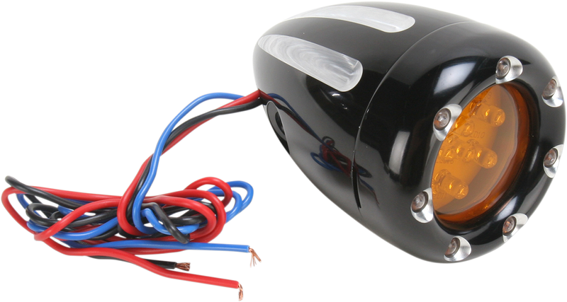 ARLEN NESS Turn Signals - LED - Deep Cut - Black/Amber - White Ring