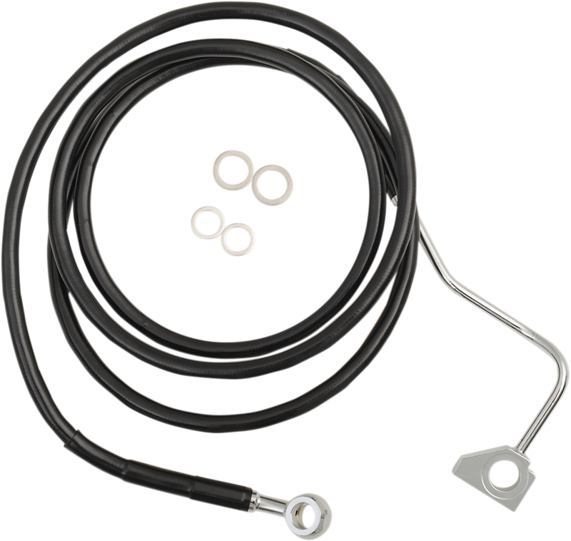 DRAG SPECIALTIES Extended Length Black Vinyl Brake Line Kit - Front (Upper) - +8" - ABS - FLH '14-'22