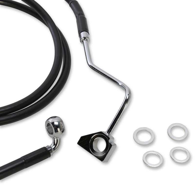 DRAG SPECIALTIES Extended Length Black Vinyl Brake Line Kit - Front (Upper) - Black - +6" - FLT '15-'22