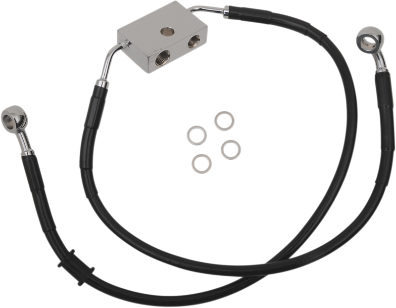 DRAG SPECIALTIES Stainless Steel Brake Line Kit - Front (Lower/Upper) - Black - XL '14-'22