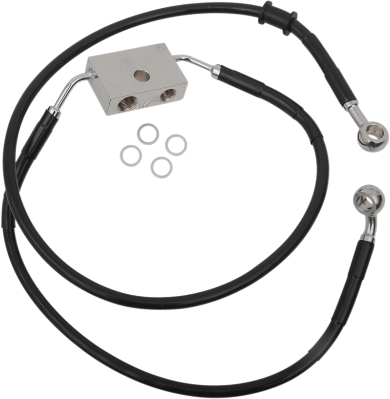 DRAG SPECIALTIES Extended Length Brake Line - Front - +8" - Black - XL '14-'22