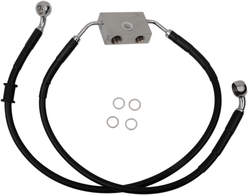 DRAG SPECIALTIES Extended Length Brake Line - Front - +4" - Black - XL '14-'19