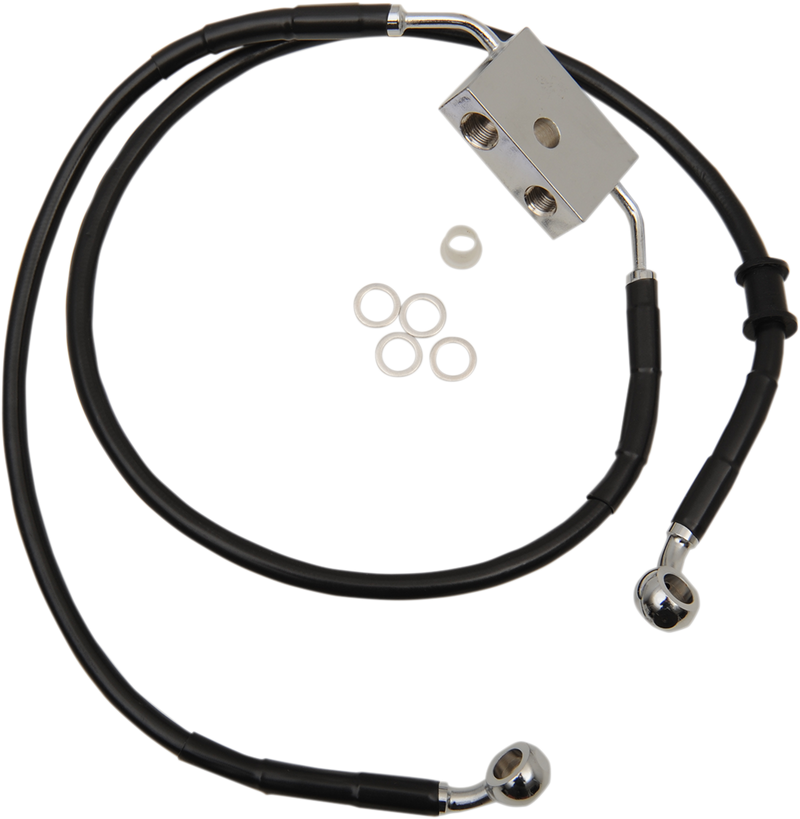 DRAG SPECIALTIES Extended Length Brake Line - Front - +10" - Black - XL '14-'19