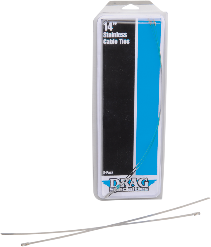 DRAG SPECIALTIES Universal High Temperature Cable Tie Wraps - Stainless Steel - 14" - 5 Pack