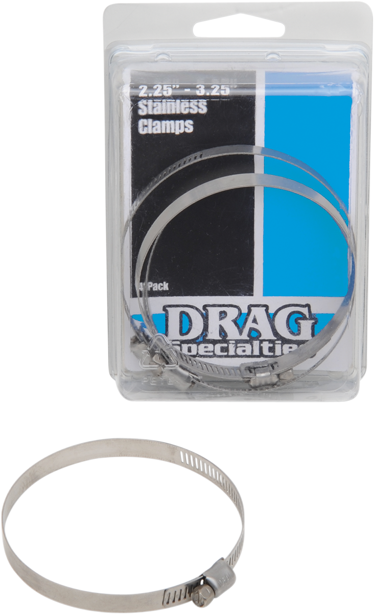 DRAG SPECIALTIES Universal Exhaust Clamps - Stainless Steel - 2.25"-3.25" - 4 Pack