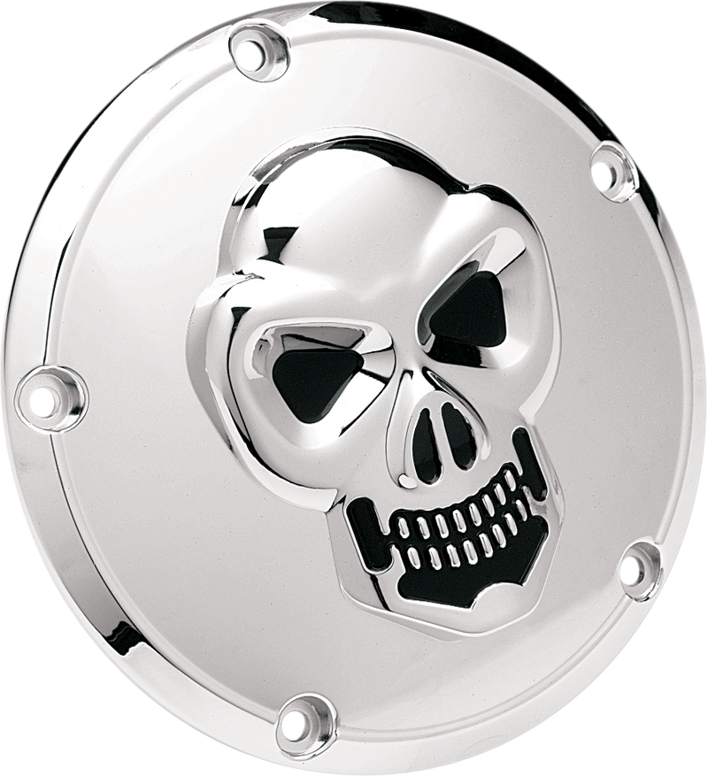 DRAG SPECIALTIES 3-D Skull Derby Cover Chrome - 5 Hole - FL/FX '99-'18