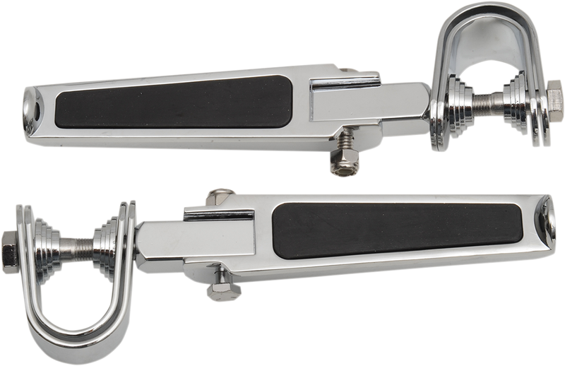 DRAG SPECIALTIES Chrome U-Clamp Folding Footpegs - Rubber Inlay