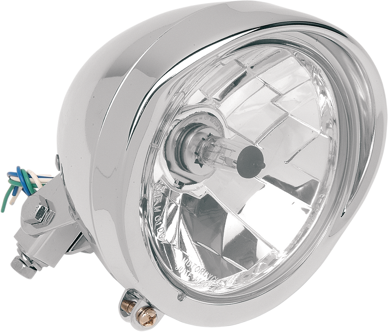 DRAG SPECIALTIES Chrome Diamond-Style Bottom-Mount 5-3/4" Head Light with Visor - Clear Lens