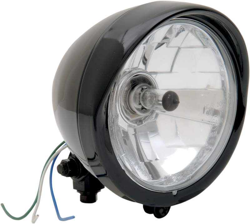 Drag Specialties 5-3/4" Head Light with Visor - Clear Lens - Black