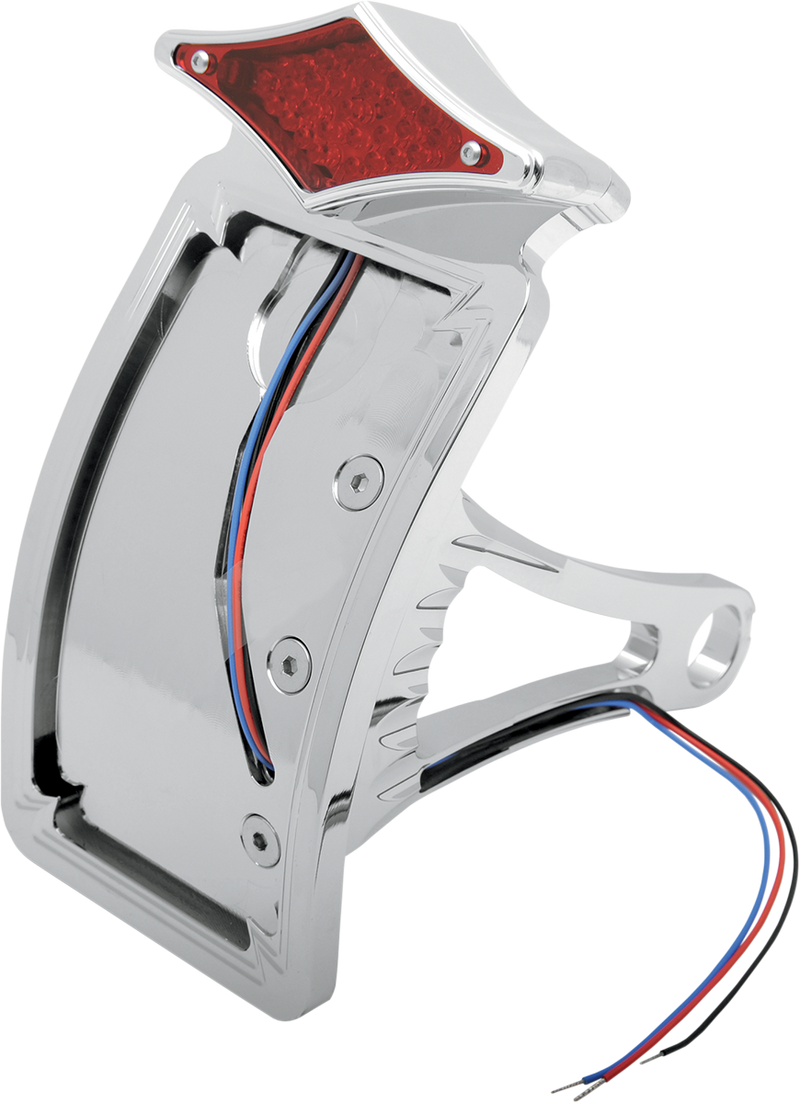 DRAG SPECIALTIES Side Mount Diamond LED Taillight and License Plate Mount - Curved Vertical