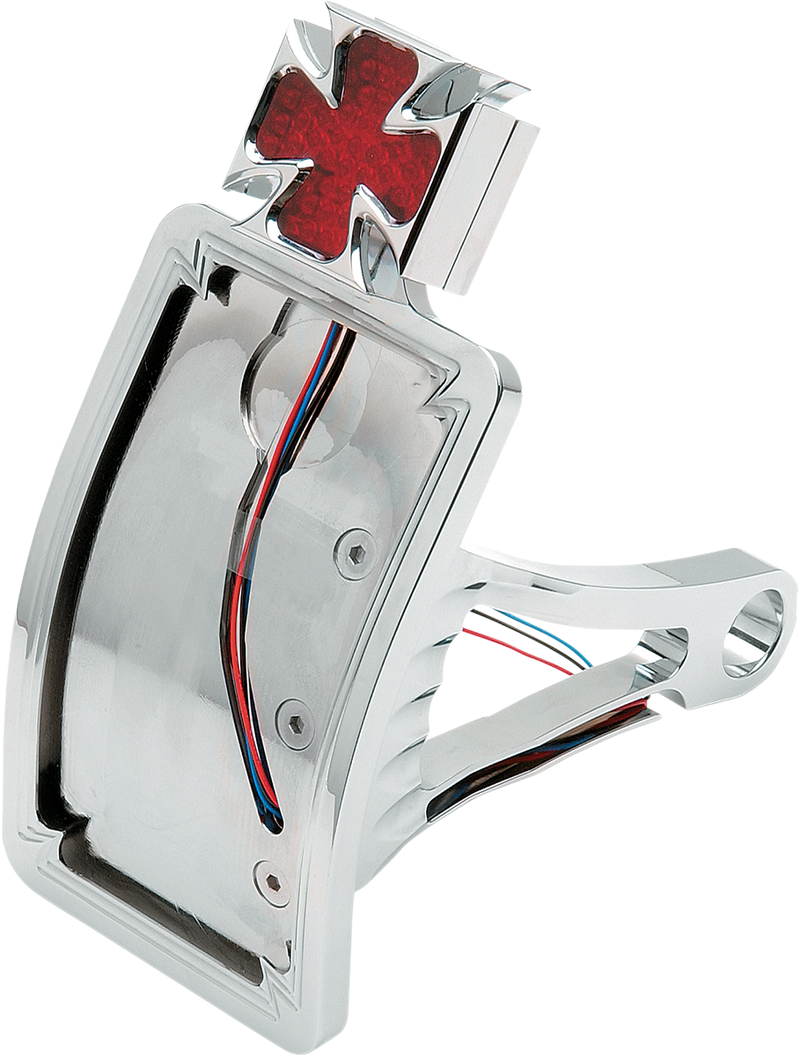 DRAG SPECIALTIES Chrome Side Mount Maltese Cross LED Taillight and License Plate Mount