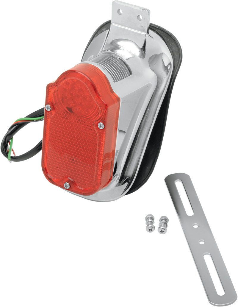 DRAG SPECIALTIES Chrome Tombstone Taillight/License Plate Mount - Top Tag - Red Lens