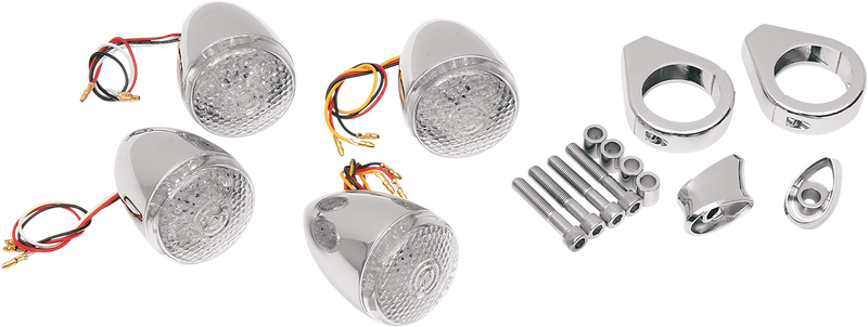 DRAG SPECIALTIES Chrome 4-Piece LED Turn Signal Kit - Clear/Red