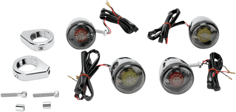 DRAG SPECIALTIES Chrome 4-Piece LED Turn Signal Kit - Red/Smoke