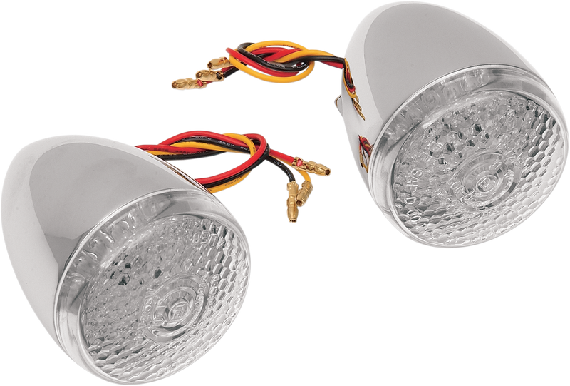 DRAG SPECIALTIES Chrome Deuce-Style 2-Piece LED Turn Signal Kit - Clear/Amber