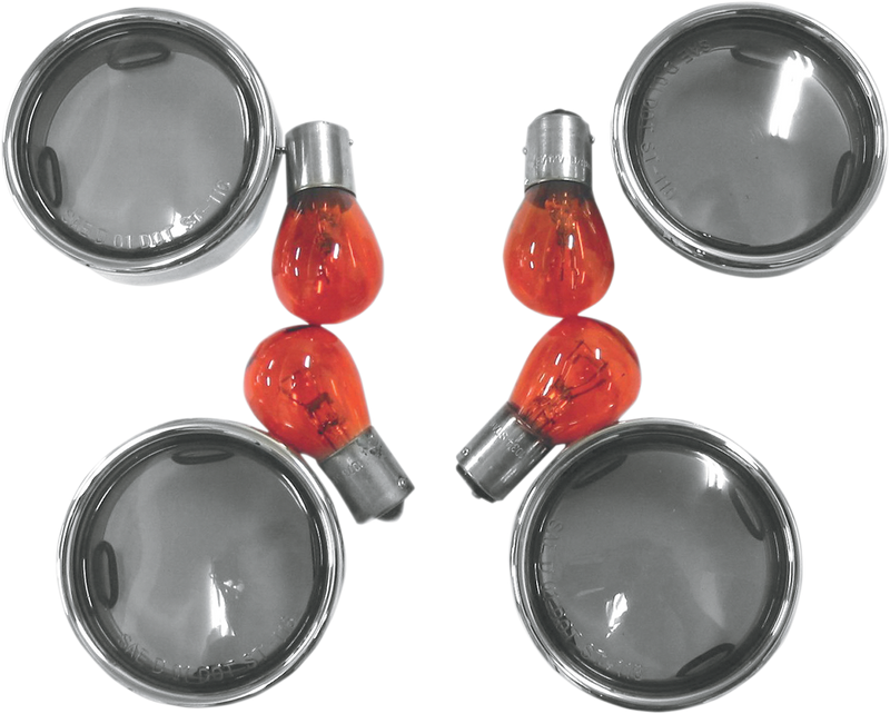 DRAG SPECIALTIES Turn Signal Lens Kit with Chrome Trim Ring - Smoke
