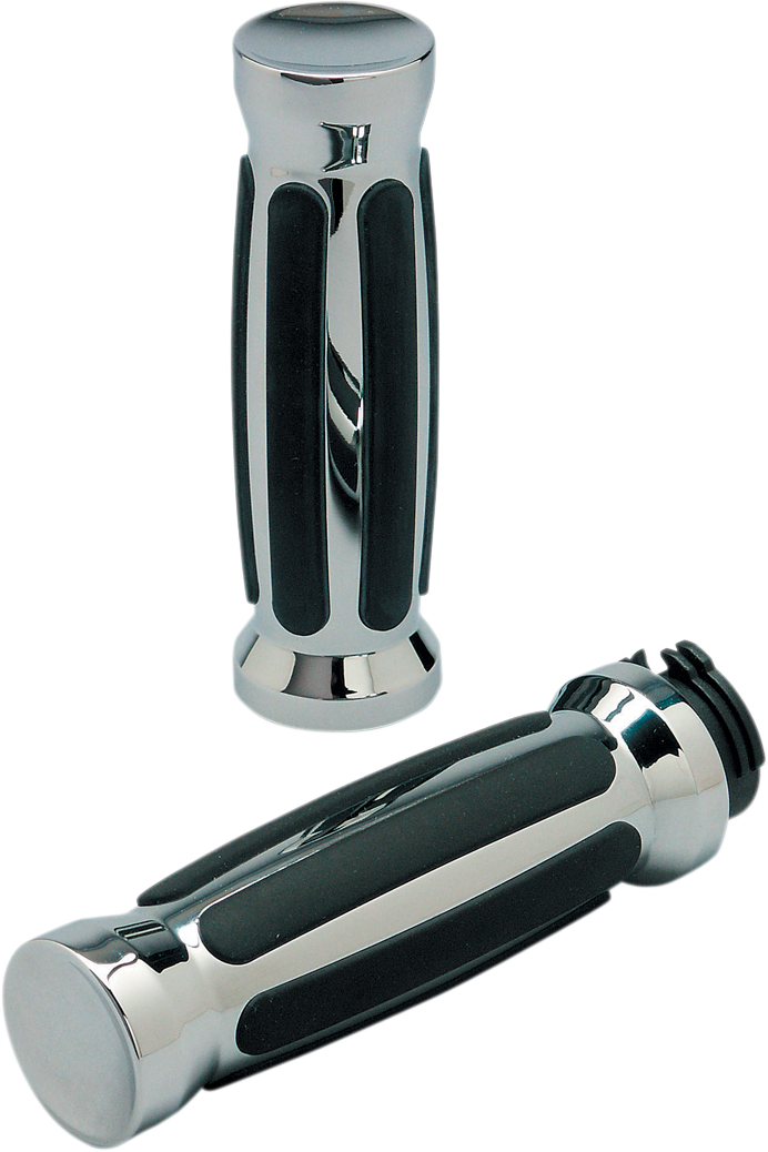 PRO-ONE PERF.MFG. Custom Straight Rubber Grips - Cable - Chrome 490000