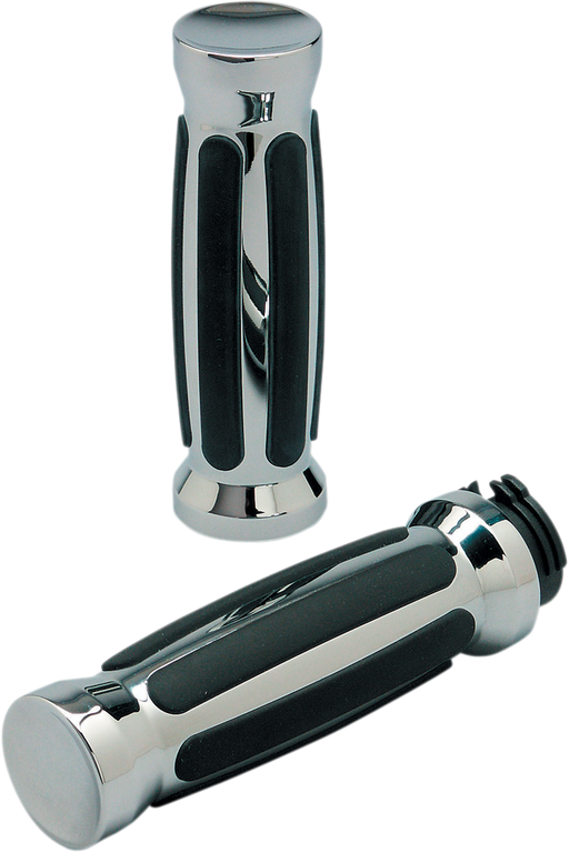 PRO-ONE PERF.MFG. Custom Straight Rubber Grips - Cable - Chrome 490000