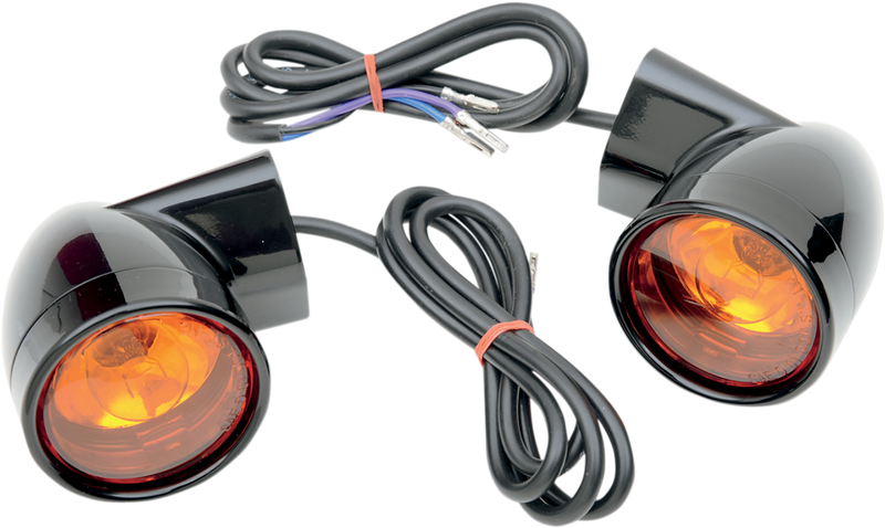 DRAG SPECIALTIES Bullet-Style Front Turn Signals - Amber - Gloss Black