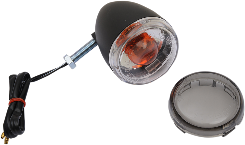 DRAG SPECIALTIES Matte Black Universal Turn Signal - 1156 - Rear - Clear/Smoke