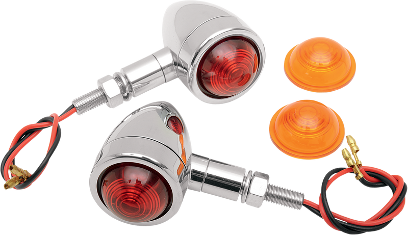 DRAG SPECIALTIES Chrome Rear Mini-Bullet Light Kit - Amber/Red