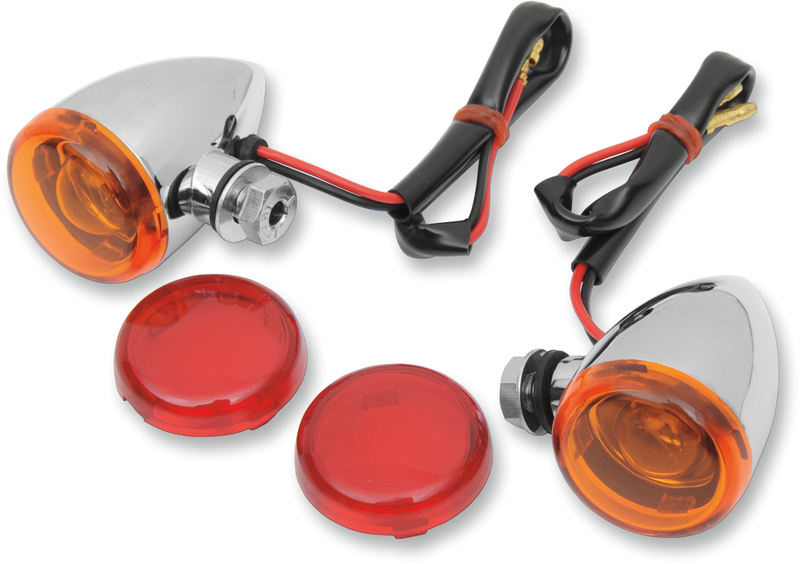 DRAG SPECIALTIES Chrome Mini-Duece Marker Light Kit - Amber/Red