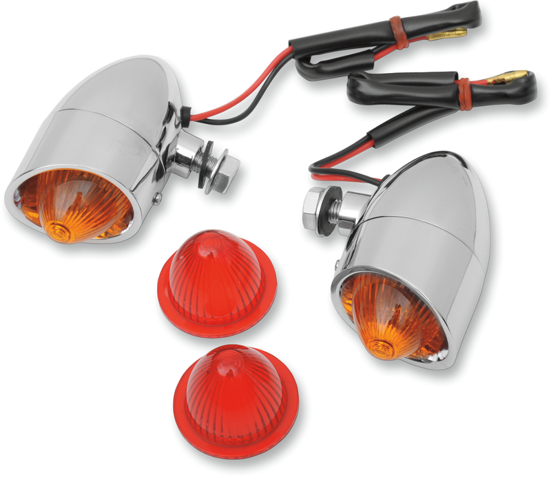 DRAG SPECIALTIES Chrome Mini Retro-Style Marker Light Kit - Amber/Red