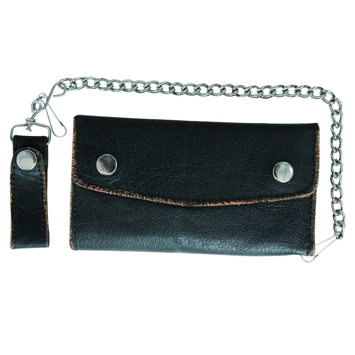 Black Trifold Long Chain Biker Leather Wallet — Lifestyle Cycles