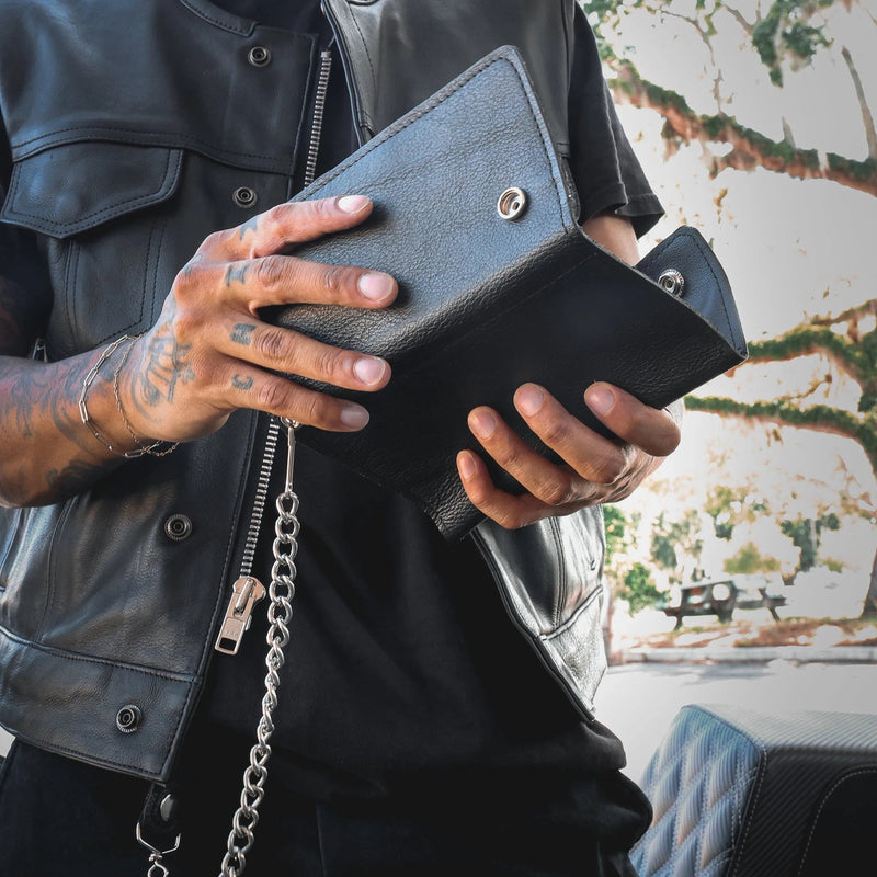 Black Trifold Leather Wallet