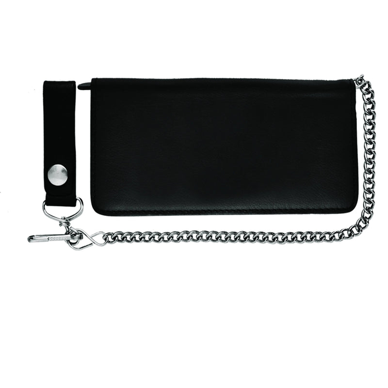 Black Bifold Leather Biker Wallet
