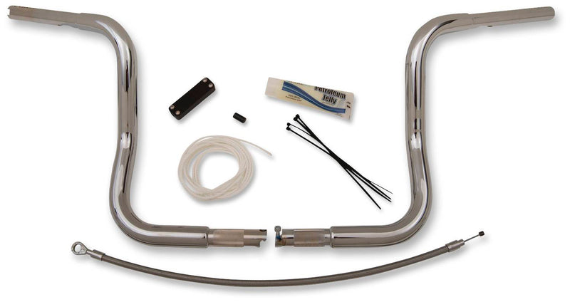 FAT BAGGERS INC. 1-1/4" EZ Install Round Top Handlebar Kit - 12" - Chrome