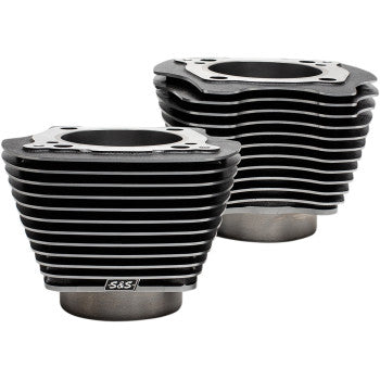 S&S CYCLE Big Bore Cylinder Set - 4.250" - Black Granite with Highlighted Fins - M8 '17-'23