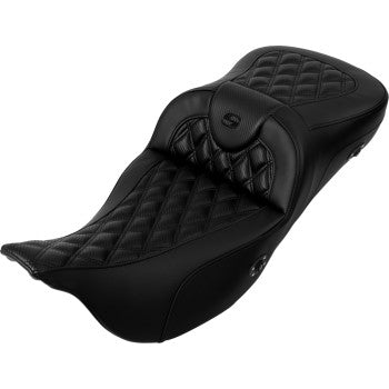 SADDLEMEN Roadsofa™ Seat - without Backrest - Heated - Lattice Stitch - Carbon Fiber - Touring '08-'24