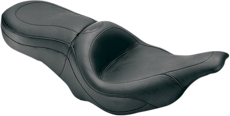 MUSTANG One-Piece Sport 2-Up Plain Touring Vinyl Seat - Black - Touring '97-'07