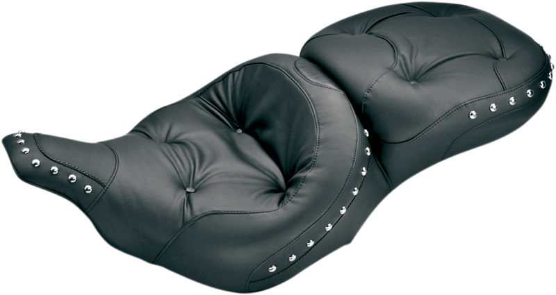 MUSTANG One-Piece 2-Up Ultra Touring Studded Regal Vinyl Seat - Black - Touring '97-'07