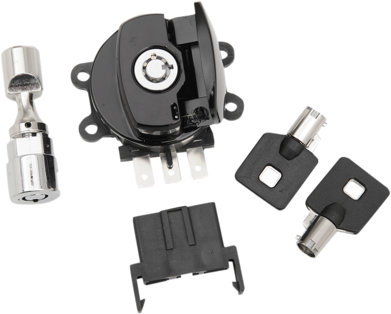 DRAG SPECIALTIES Replacement Side Hinge Ignition Switch with Fork Lock Kit - Gloss Black