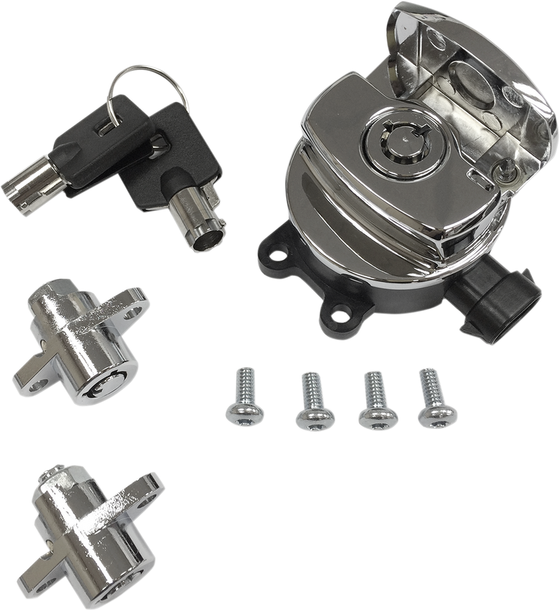 DRAG SPECIALTIES Replacement Side Hinge Ignition Switch with Saddlebag Lock Kit - Chrome