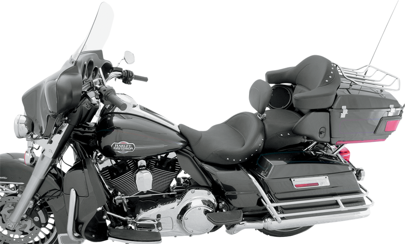 MUSTANG One-Piece Super Tour 2-Up Seat with Driver Backrest Option - Chrome Studs - Touring '08-'21