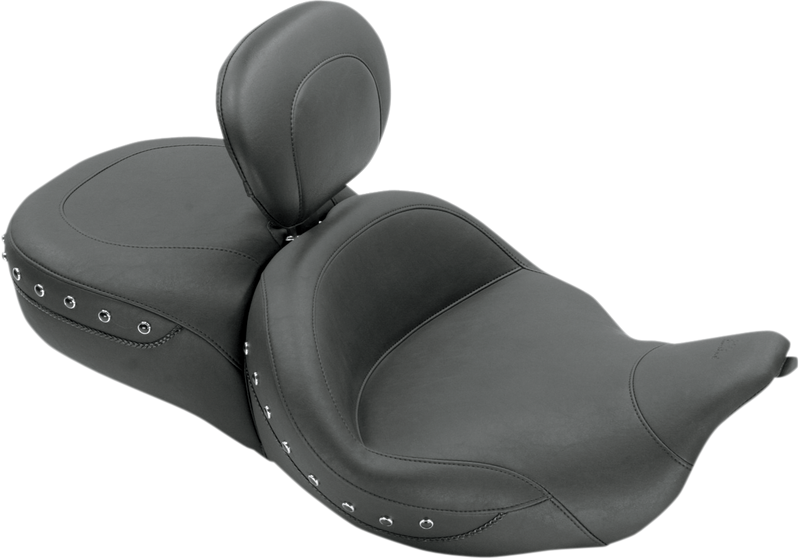 MUSTANG One-Piece Super Tour 2-Up Seat with Driver Backrest Option - Black Studs - Touring '08-'21