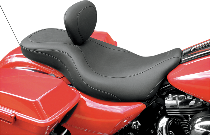 MUSTANG Wide Tripper™ One-Piece 2-Up Seat- With Driver Backrest - Touring '08-'21