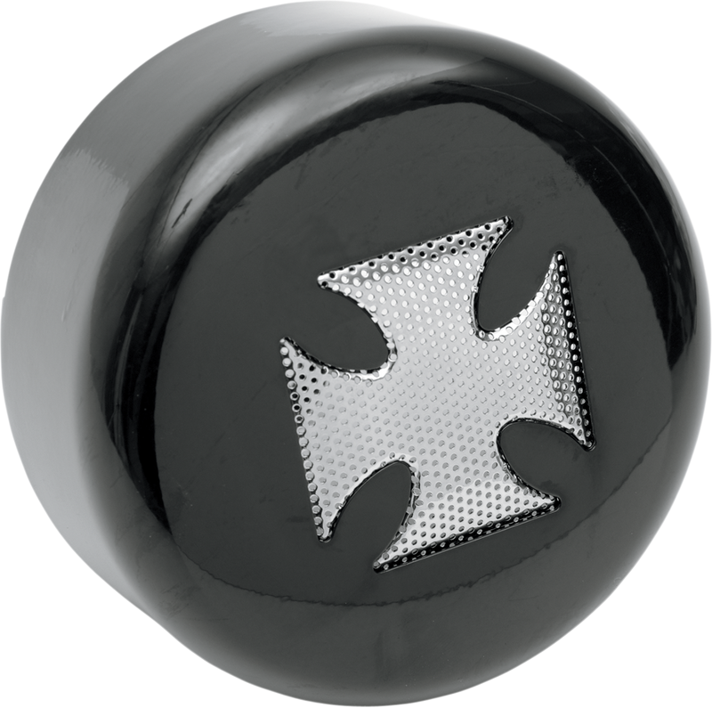 DRAG SPECIALTIES Replacement Round Horn Cover - Black with Chrome Maltese Cross