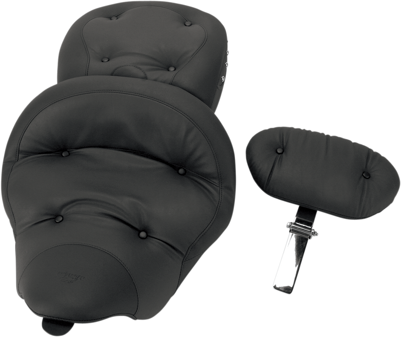 MUSTANG One-Piece Super Tour 2-Up Seat with Driver Backrest Option - Regal Chrome Studs - Touring '08-'21