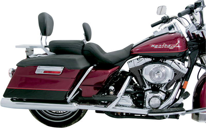 MUSTANG Lowdown™ One-Piece 2-Up Seat - with Driver Backrest - Plain - Touring '97-'07