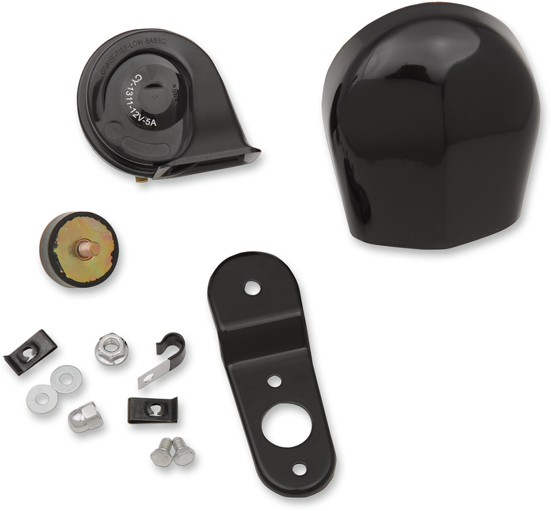 DRAG SPECIALTIES Replacement Cowbell Side Mount Electric Horn Kit - Black