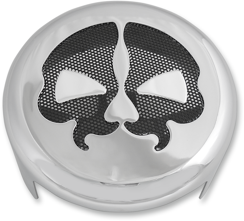 DRAG SPECIALTIES Replacement Round Horn Cover - Chrome with Black Skull