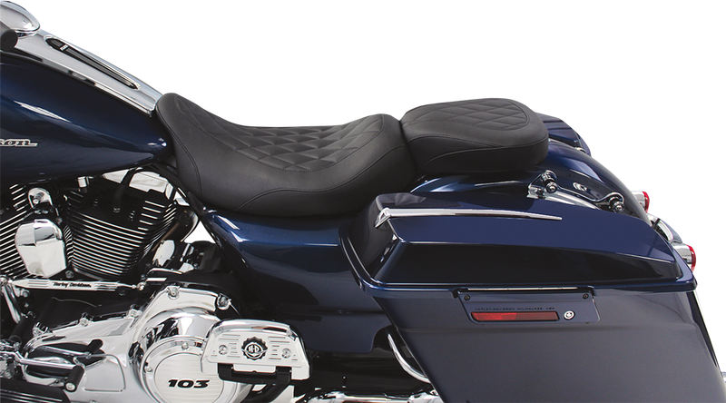 MUSTANG Wide Tripper Rear Seat - Diamond Stitch - Black - Touring '08-'21