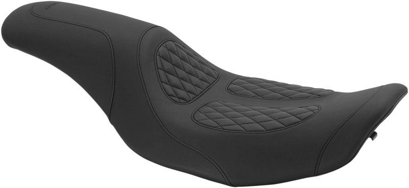 MUSTANG Dave Perewitz Signature Series Fastback 2-Up Seat - Black - FLHR '97-'07