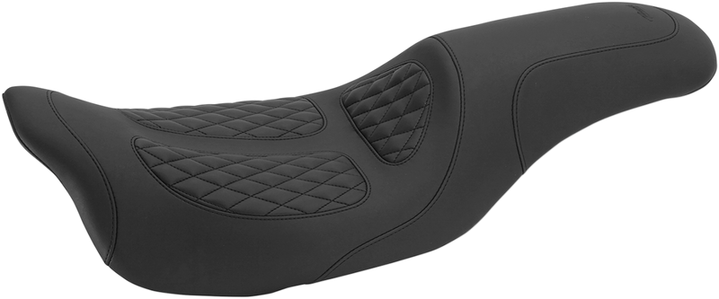 MUSTANG Dave Perewitz Signature Series Fastback 2-Up Seat - Black - Touring '08-'21